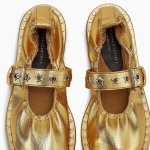 Stella McCartney Falabella Gold Metallic Vegan Buckle Ballerina Flats